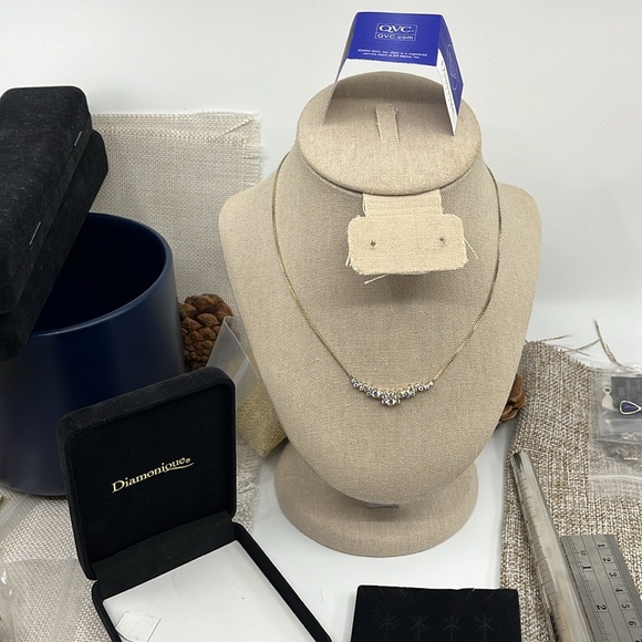 Diamonique by QVC Sterling Silver Necklace, Adjustable 14–16 Inches - Picture 13 of 17